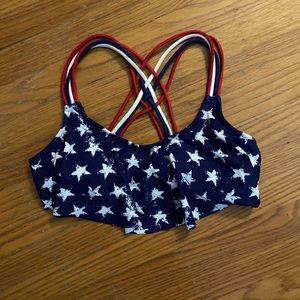 Patriotic Bikini Top with criss cross straps